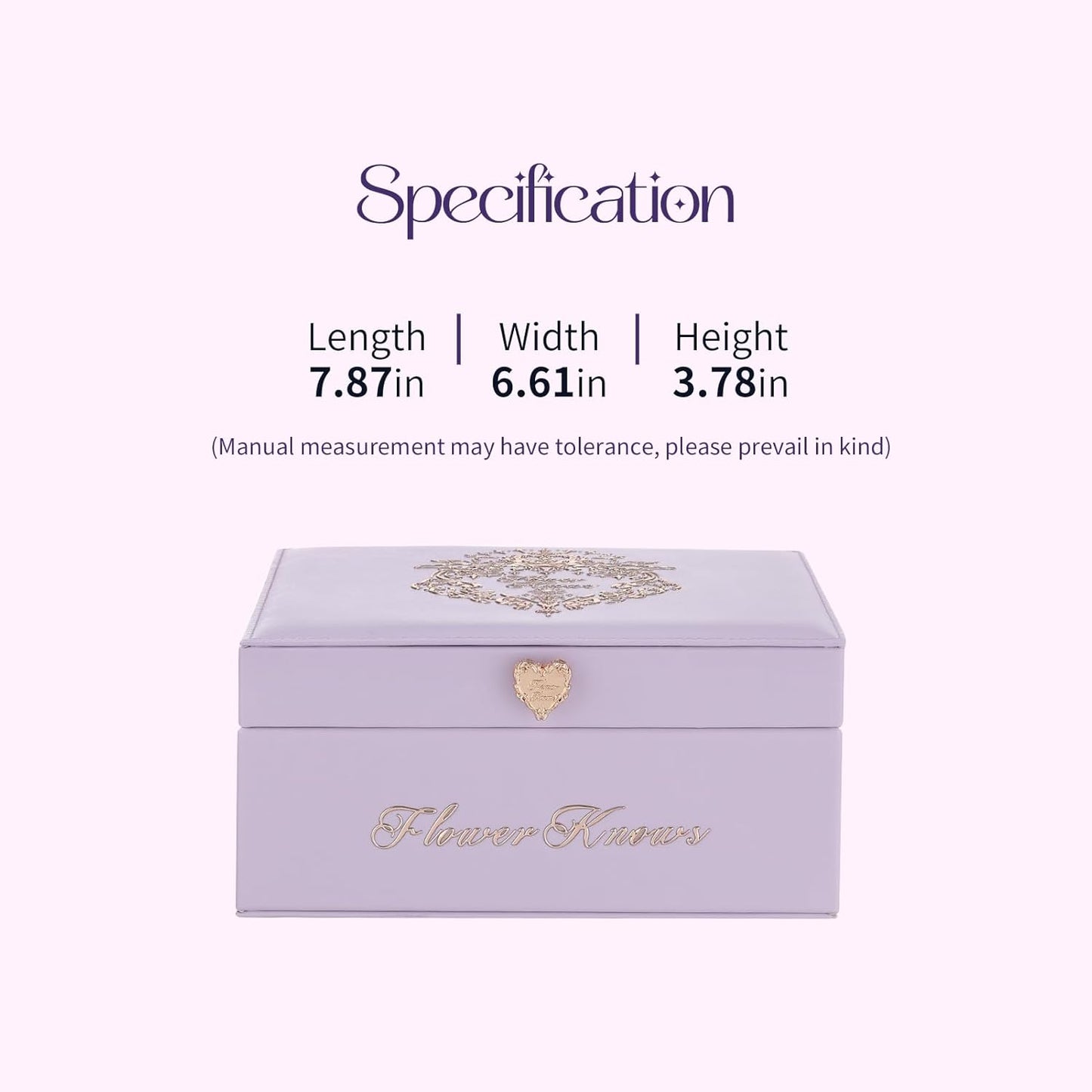 Flower Knows Violet Strawberry Rococo Makeup Box Set,8 Pack Makeup Box with Mirror,Lip Gloss×2+Blush×2+Blush Brush×1+Handheld mirror×1+Hair Clip×1+Gift Box×1