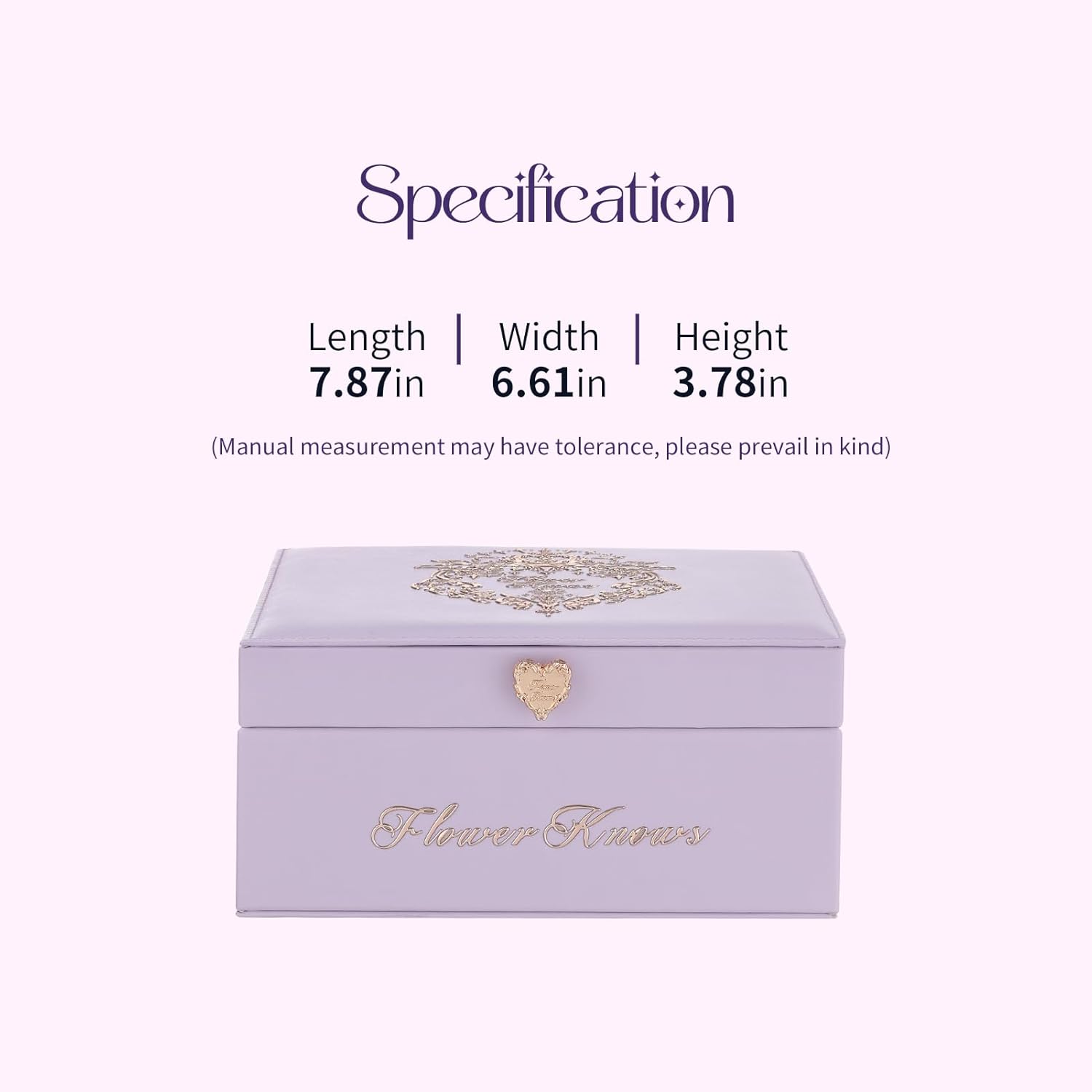 Flower Knows Violet Strawberry Rococo Makeup Box Set,8 Pack Makeup Box with Mirror,Lip Gloss×2+Blush×2+Blush Brush×1+Handheld mirror×1+Hair Clip×1+Gift Box×1