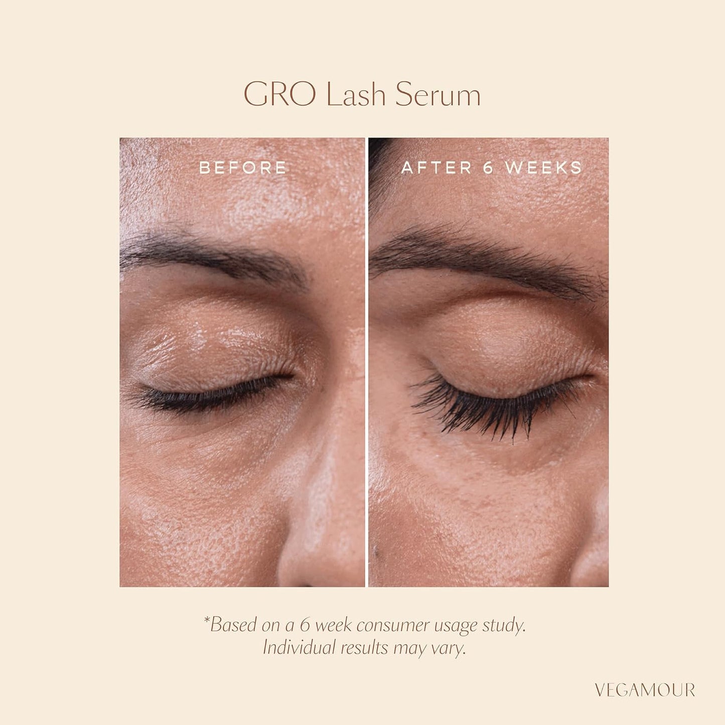 VEGAMOUR GRO Lash Serum, Eyelash Enhancer, Vegan Eyelash Serum for Fuller, Thicker Looking Lashes in as Soon as 30 Days, 3 ML