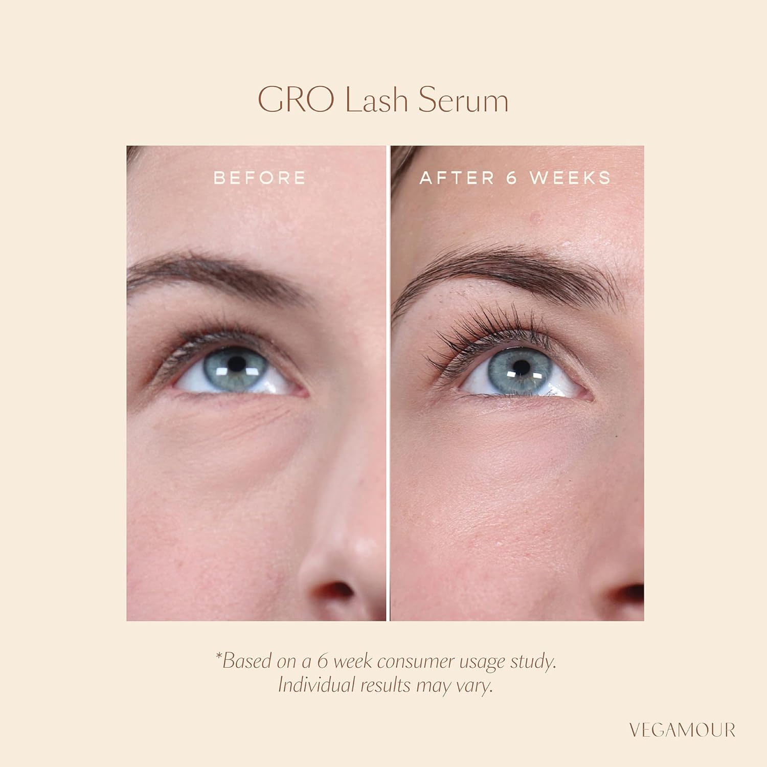 VEGAMOUR GRO Lash Serum, Eyelash Enhancer, Vegan Eyelash Serum for Fuller, Thicker Looking Lashes in as Soon as 30 Days, 3 ML