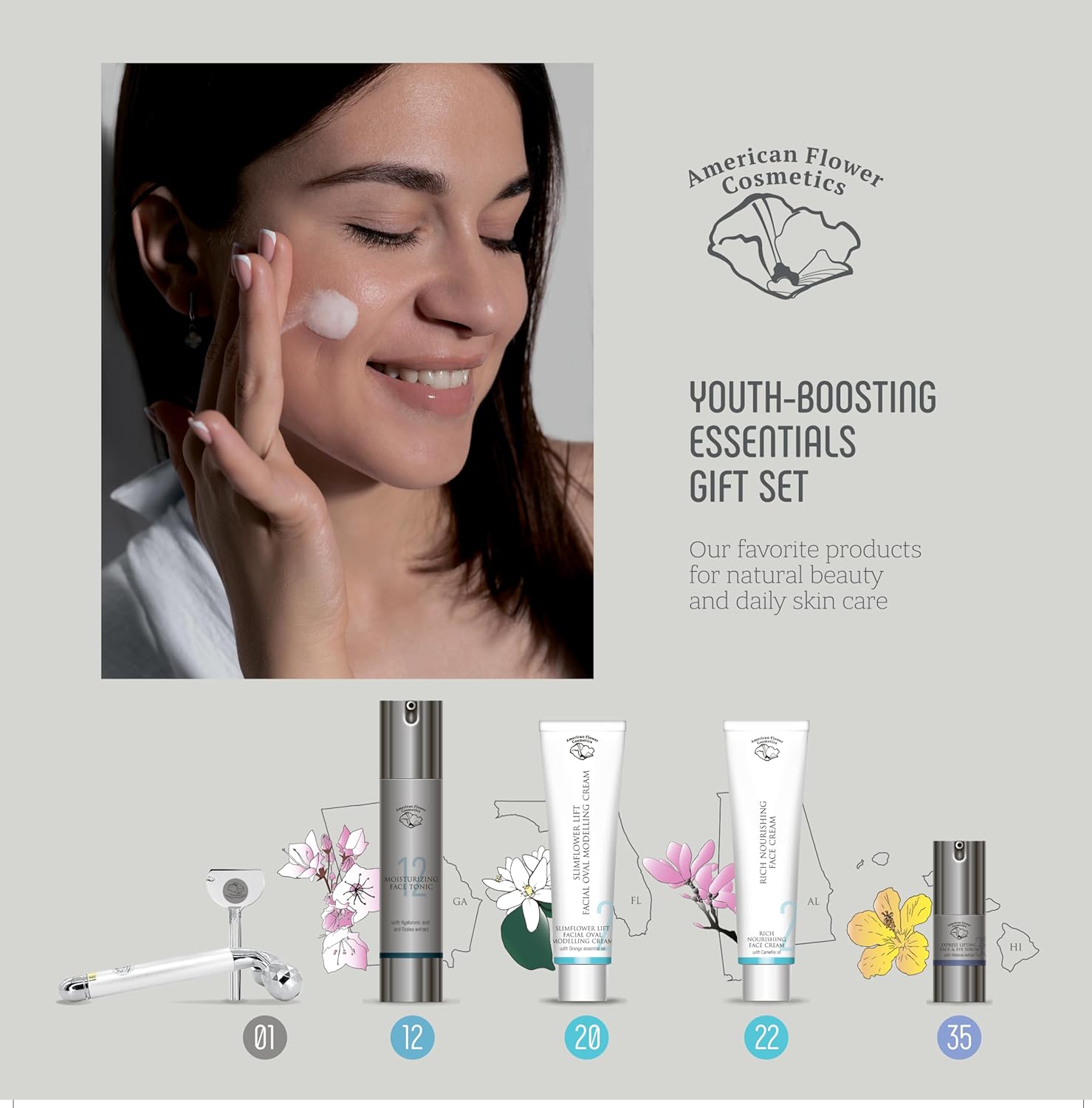 Face Natural Ingredients Cream Gift Set Face Massager,Serum Wow Effect,Tightening, Firming, Anti Wrinkle, for Men & Women, Non-Greasy Formula Paraben-Free