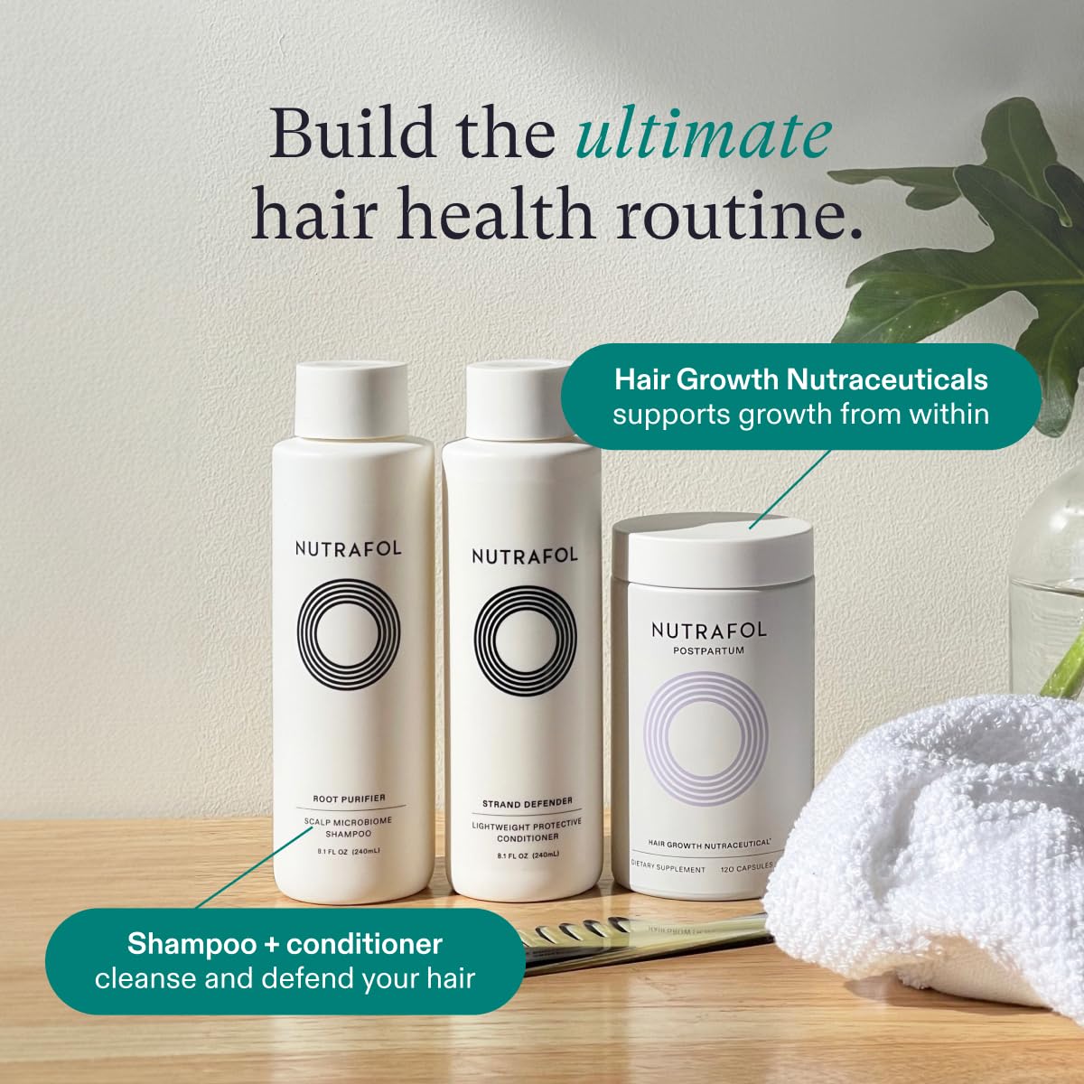 Nutrafol Postpartum Hair Growth Supplements, Clinically Tested for Visibly Thicker Hair and Less Shedding, Breastfeeding-friendly - 1 Month Supply