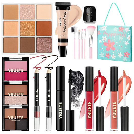Makeup Kit for Teens Girls Women, Travel Cosmetic Kit,Portable Makeup Present Set for Beginners & Professionals, Cosmetic Bundle Include Foundation Eyeshadow Palette Lipstick Eyeliner Mascara