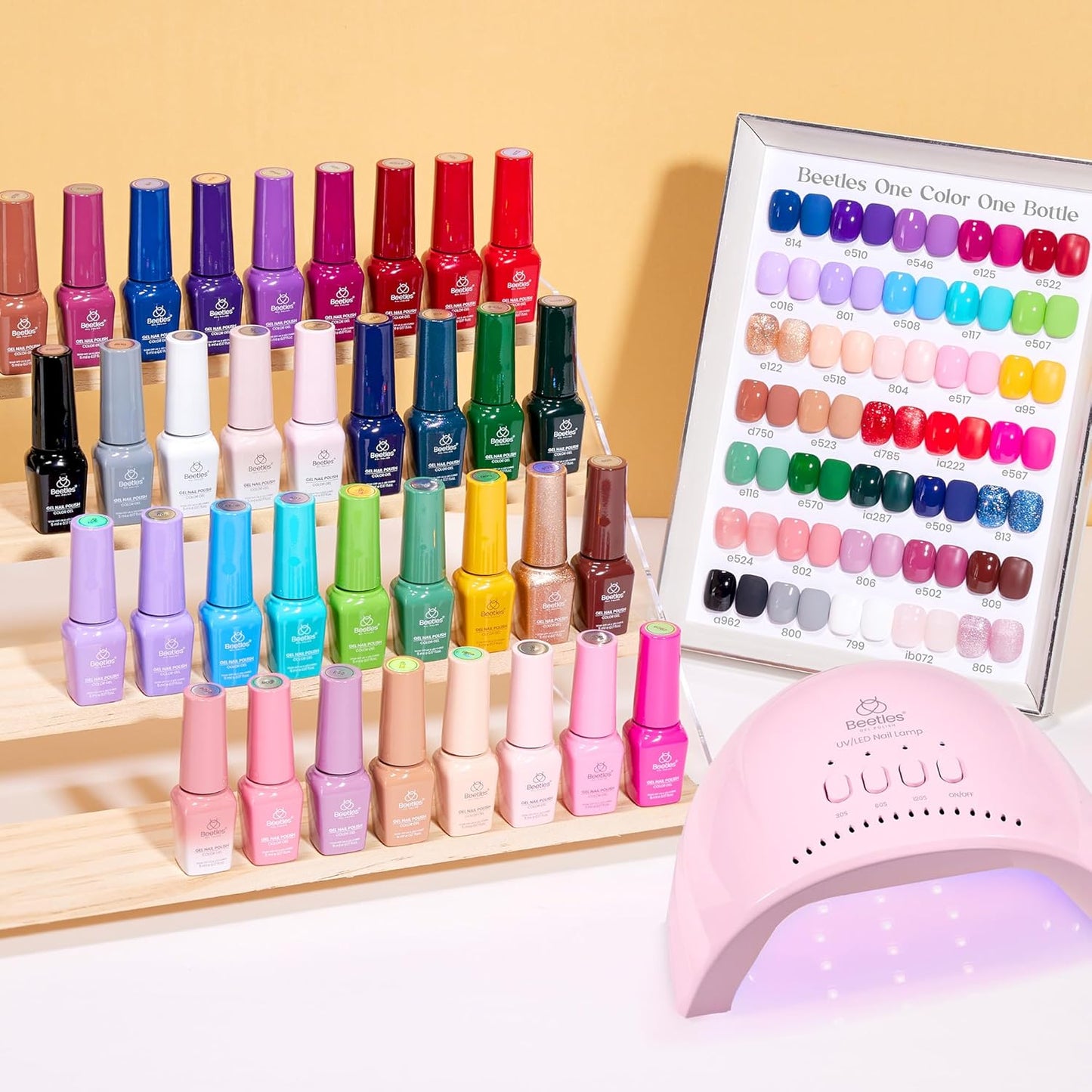 Beetles Gel Nail Polish Kit with U V Light - One Color One Bottle 35 Colors 68 Pcs Gel Polish Kit with Top Base Coat Beauty Must Have DIY Salon Set Seasonal Whispers collection Gifts for Women Girls