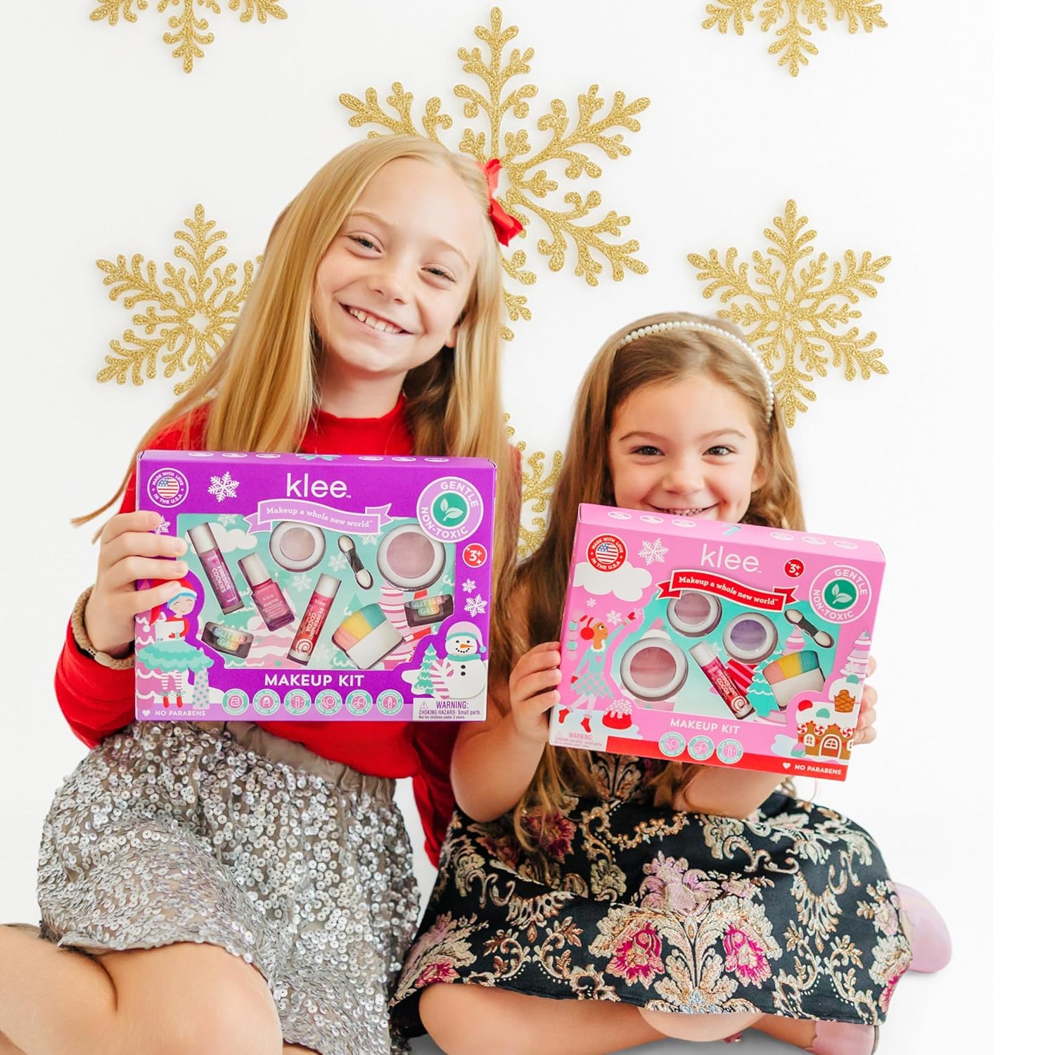 Klee Naturals Holiday Deluxe Mineral Makeup Kit. Gentle and Non-Toxic. Perfect for Kids and Tweens. Made in USA. (Holiday Giggles)