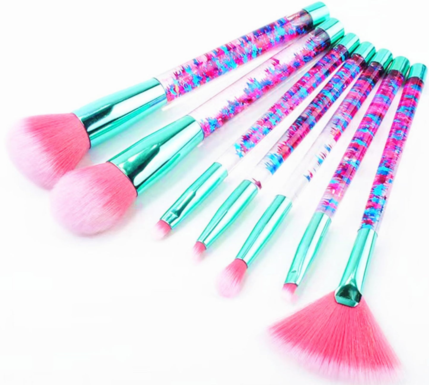 Makeup Brush Set Pink Glitter,Unicorn Foundation Sparkles Cute Fan Powder Blush Lip Highlight Eye shadow Eyebrow Makeup Brushes Set with Liquid and Case for Girls Teen Kids Gift Present