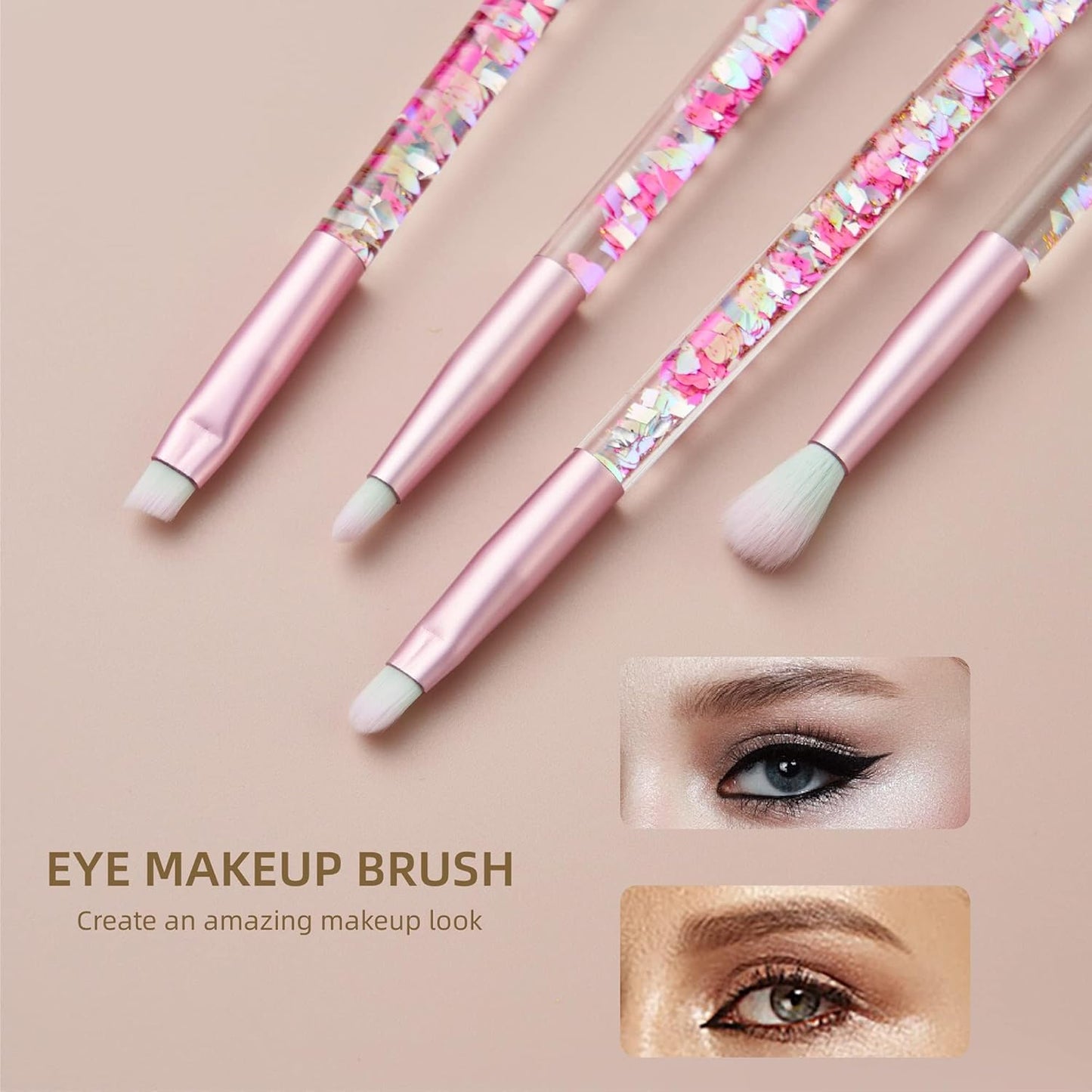 Makeup Brush Set Pink Glitter,Unicorn Foundation Sparkles Cute Fan Powder Blush Lip Highlight Eye shadow Eyebrow Makeup Brushes Set with Liquid and Case for Girls Teen Kids Gift Present