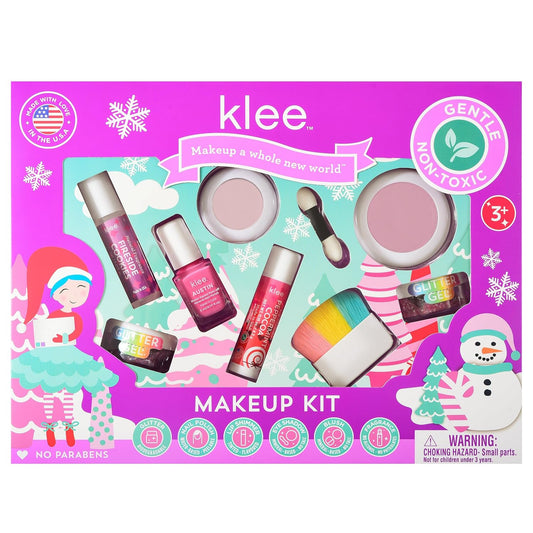 Klee Naturals Holiday Deluxe Mineral Makeup Kit. Gentle and Non-Toxic. Perfect for Kids and Tweens. Made in USA. (Holiday Giggles)